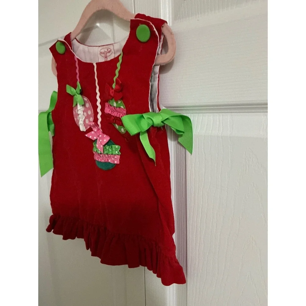 Mud Pie Baby Red Corduroy Christmas Ornament Holiday Dress 12 18 Months‎
